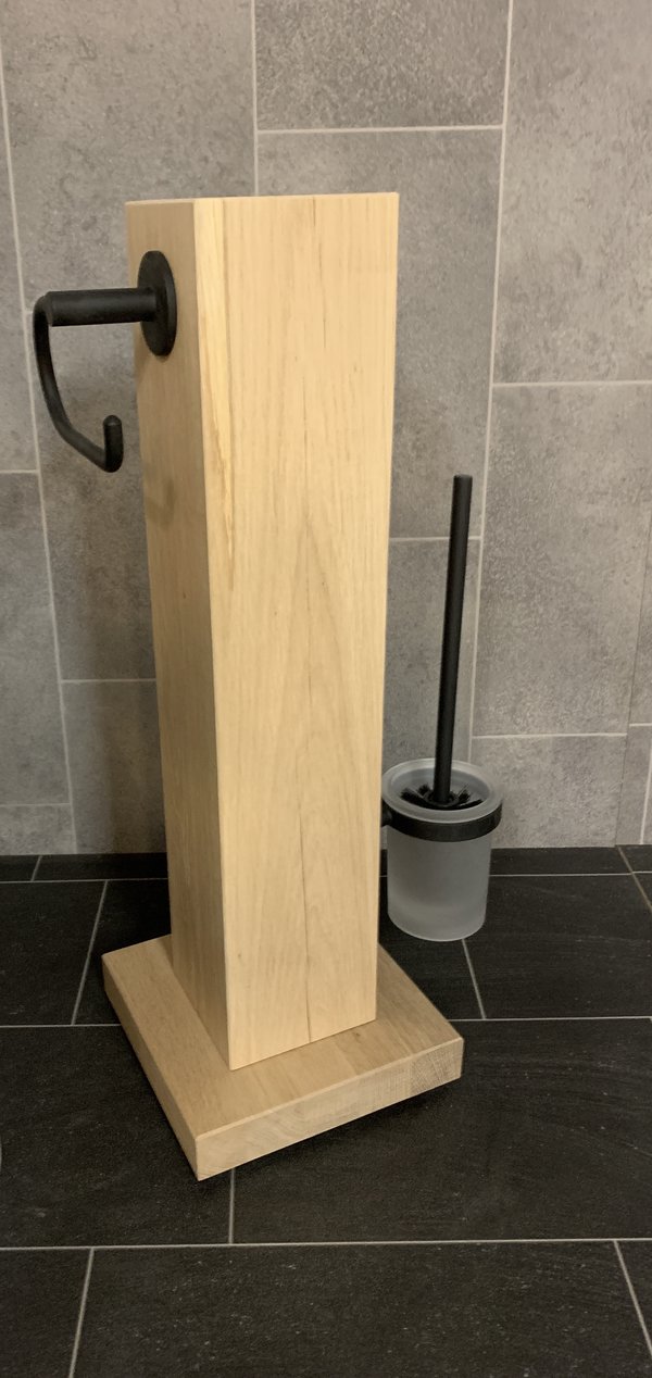 WC Garnitur  Toilettenpapierhalter Holz Massiv  Farbton Teak