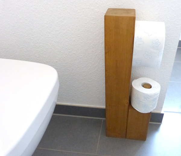 Toilettenpapierhalter Holz massiv Farbton  Nussbaum